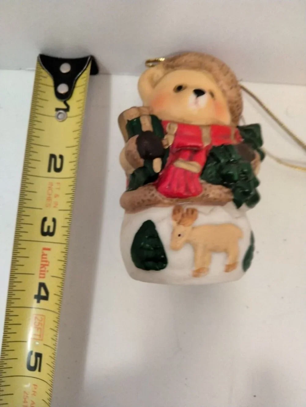 Bear Snowman Figure Santa Hat Christmas Tree Ornament Woodland Cottage Cabin